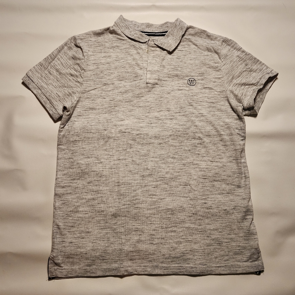 Aeropostale Shirt Men's Large Grey Short Sleeve Top V-Neck Button Up Polo Tee